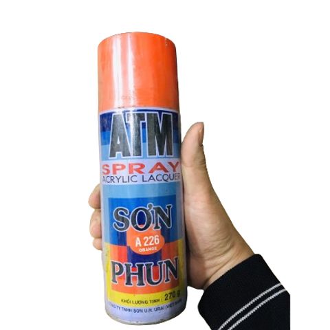 Sơn Xịt ATM A226 Màu Cam - Sơn Trang Trí Bề Mặt Gỗ và Kim Loại, Chất Lượng Cao, Mau Khô, Dễ Dùng 400ML