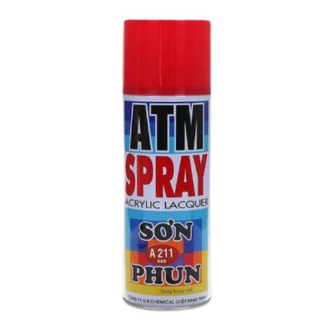 Sơn Xịt Màu Đỏ ATM Spray A211 - Sơn Gia Dụng Đa Năng, Nhanh Khô, Bền Màu Cho Gỗ và Kim Loại, 400ML