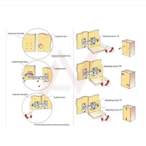 <Mẫu mới> Bản lề hơi giảm chấn A, B, C - Lắp tủ bếp, tủ chén, Bàn Làm Việc kèm vít (1 cái)