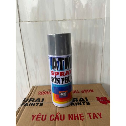 Sơn Phun Xịt ATM Acrylic Màu Xám Đậm A220 - Sơn Trang Trí Đồ Gia Dụng, Bàn, Ghế, Đồ Chơi, Xe Đạp, Xe Máy, 400ml