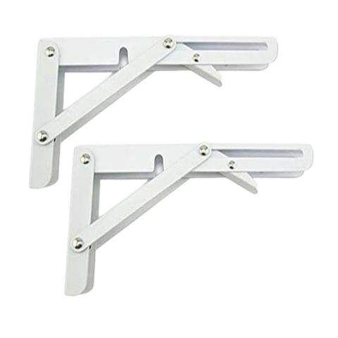 Giá đỡ gập thông minh- Ke đỡ gập chịu lực 60kg - Bộ 2 cái chiều dài 20-25-30-35-40cm thép sơn trắng