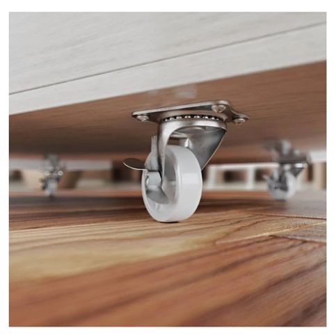 Bánh xe đẩy IVAN 07001 nhựa trắng trong-đế trơn không thắng- kích thước 5F, 6F, 8F
