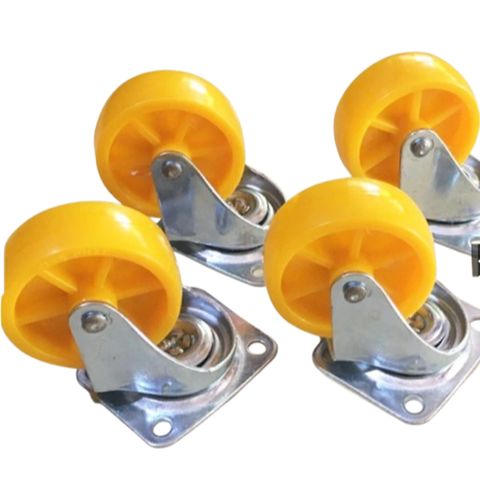 Bánh Xe Tủ Đế Vuông Vàng - Hai Vòng Bi, Không Khóa, Lắp Đặt Dễ Dàng, Tải Trọng 30-50kg, Đủ Kích Thước Phi 30-70mm