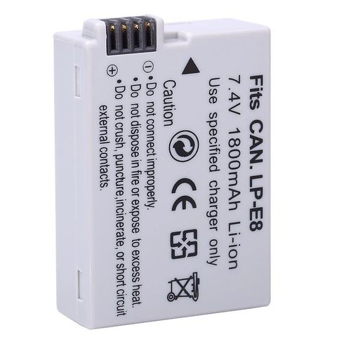 Pin Máy Ảnh Canon LP-E8 (7.4V 1800mAh) - Tương Thích EOS 550D, 600D, 650D, 700D, X4, X5, X6i, X7i - Sạc Nhanh & Bền Bỉ