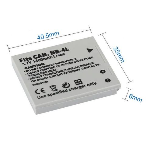Pin máy ảnh Canon NB-4L 3.7V 1400mAh - Phụ kiện tương thích Canon IXUS 30, 40, 50, 55, 60, 65, 70, 75, 80 IS và PowerShot ELPH