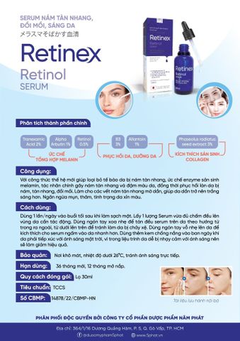 Serum Dưỡng Da Ngăn Ngừa Lão Hóa và Giảm Nám Tàn Nhang RETINEX RETINOL 30ml
