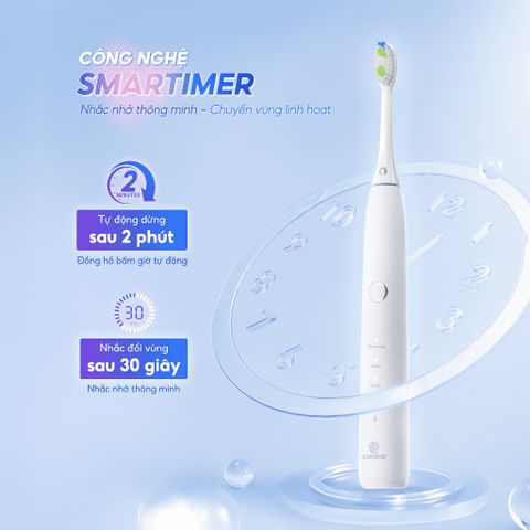 Bàn Chải Điện Chido CDSmile Công Nghệ Sóng Siêu Âm - Sạch Mảng Bám, Phù Hợp Với Răng Nhạy Cảm & Răng Niềng, Tích Hợp 4 Chế Độ Ủng Hộ Sử Dụng 60 Ngày