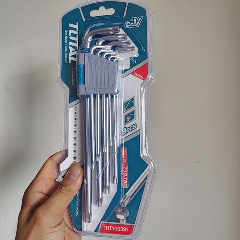 Bộ Lục Giác Bông Dài 9 Chi Tiết Total THT106391 - Chất Liệu CR-V Bền Bỉ, Đầu Sao Chính Xác Từ T10 đến T50