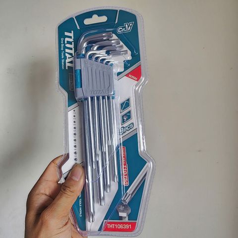 Bộ Lục Giác Bông Dài 9 Chi Tiết Total THT106391 - Chất Liệu CR-V Bền Bỉ, Đầu Sao Chính Xác Từ T10 đến T50