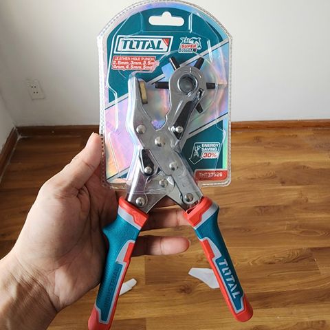 Kìm Đục Lỗ Da Total THT33526 - Dụng Cụ Cầm Tay 6 Kích Cỡ (2.5-5mm), Tay Cầm PVC Thoải Mái, Tiết Kiệm Sức Lực 30%