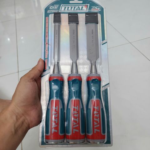 Bộ Đục Gỗ Total THT41K0302 - Bộ 3 Chi Tiết 12mm, 19mm, 25mm, Lưỡi Thép Sắc Bén, Dụng Cụ Cầm Tay Chuyên Nghiệp