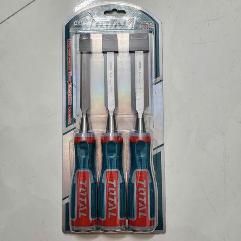 Bộ Đục Gỗ Total THT41K0302 - Bộ 3 Chi Tiết 12mm, 19mm, 25mm, Lưỡi Thép Sắc Bén, Dụng Cụ Cầm Tay Chuyên Nghiệp