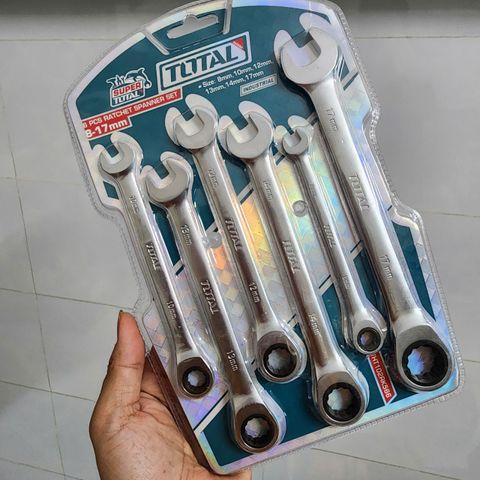 Bộ Cờ Lê Vòng Miệng Tự Động 6 Chi Tiết Total THT102RK566 - Dụng Cụ Cầm Tay Chất Lượng Cao 8-17mm, Thép Cr-Mo Chống Gỉ