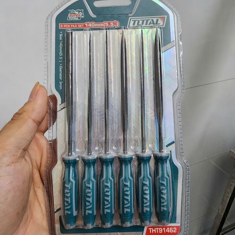 Bộ Giũa Sắt Total THT91462 - 6 Chi Tiết 3x140mm, Tay Cầm Chống Trượt, Dùng Xử Lý Kim Loại, Gỗ, Nhựa, Tiện Lợi Và An Toàn