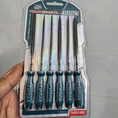 Bộ Giũa Sắt Total THT91462 - 6 Chi Tiết 3x140mm, Tay Cầm Chống Trượt, Dùng Xử Lý Kim Loại, Gỗ, Nhựa, Tiện Lợi Và An Toàn