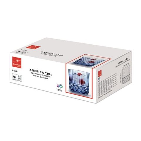 Ly Thủy Tinh Bormioli America '20s Rocks 300ml Màu Xanh Dương - Ly Cocktail Cổ Điển, Đồ Dùng Nhà Bếp Sang Trọng