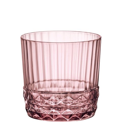 Bộ 6 Ly Thủy Tinh Bormioli America '20s Rocks 300ml Màu Hồng - Thiết Kế Cổ Điển Cho Cocktail và Whisky, Đồ Gia Dụng Nhà Bếp Ý