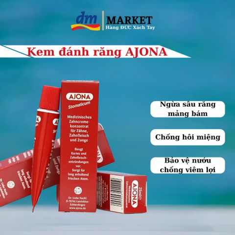 Kem Đánh Răng Ajona Stomaticum 25ml - Chống Mảng Bám, Nướu Nhạy Cảm, Hơi Thở Thơm Tho, Răng Trắng Sáng, Chăm Sóc Răng Miệng Từ Thiên Nhiên