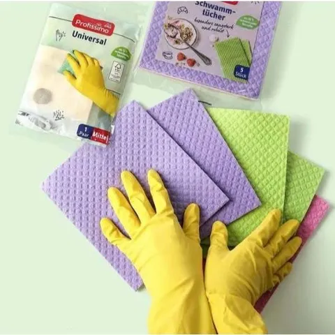 Khăn lau đa năng Profissimo của Đức - Siêu thấm, nhẹ nhàng, dễ giặt, dùng cho bếp và bàn ăn - 5 miếng nhiều màu sắc, không để lại bụi.