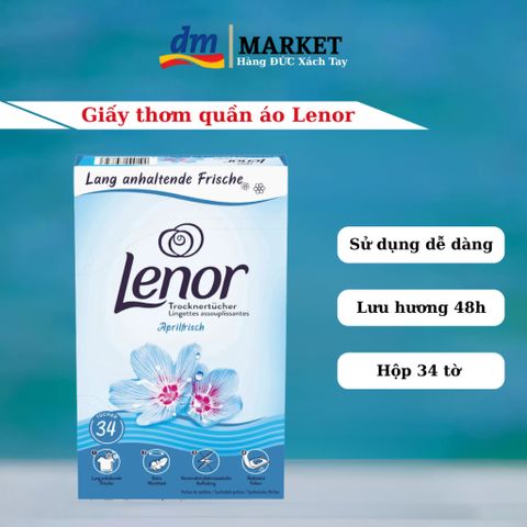 Giấy Thơm Quần Áo Lenor 34 Tờ - Hương Hoa Thơm Mát, Giúp Khử Mùi và Giảm Điện Tích Tĩnh Điện, Hàng Đức Chính Hãng