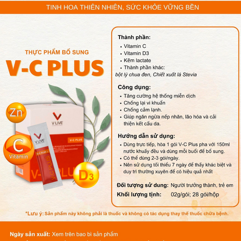 THANH LÝ - V-C PLUS bổ sung các dưỡng chất tăng cường hệ miễn dịch, làm chậm quá trình lão hóa da