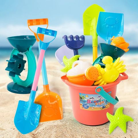 Bộ Đồ Chơi Xúc Cát Biển Cho Bé - Xe Xúc, Xô, Cào, Xẻng & Khuôn Cát Tươi Sáng - Đồ Chơi Ngoài Trời Kích Thích Sáng Tạo cho Trẻ 2 Tuổi