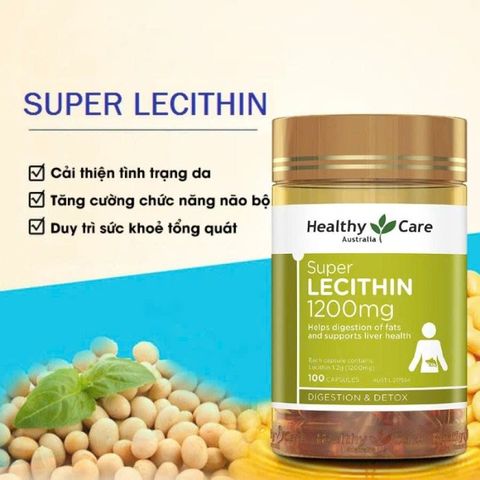 Mầm Đậu Nành Healthy Care Super Lecithin 1200mg của Úc - Hỗ Trợ Sức Khỏe Tim Mạch, Làm Đẹp Da, Giảm Mỡ Thừa - Hộp 100 Viên