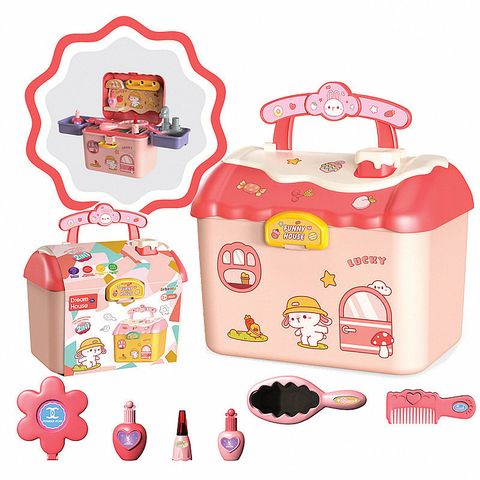 Đồ Chơi Vali Trang Điểm Mini Cho Bé Gái – Bộ Nhập Vai Dễ Thương Với Nhiều Phụ Kiện Trang Điểm Mô Phỏng Hồng Pastel