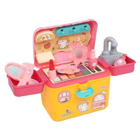 Đồ Chơi Vali Trang Điểm Mini Cho Bé Gái – Bộ Nhập Vai Dễ Thương Với Nhiều Phụ Kiện Trang Điểm Mô Phỏng Hồng Pastel