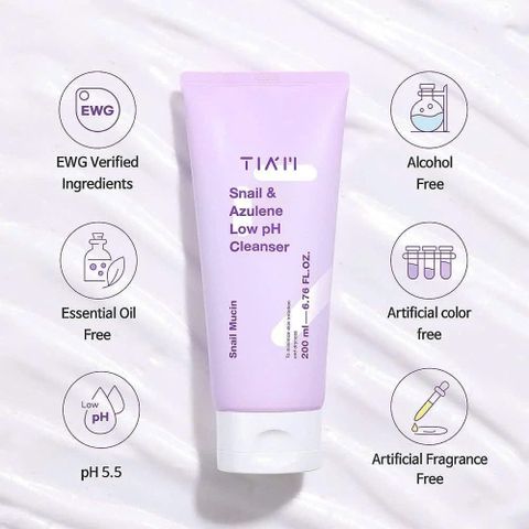 Sữa Rửa Mặt TIAM Dịch Lọc Ốc Sên & Chiết Xuất Hoa Cúc Low pH 200ml - Làm Dịu và Dưỡng Ẩm Da Nhạy Cảm Hàn Quốc