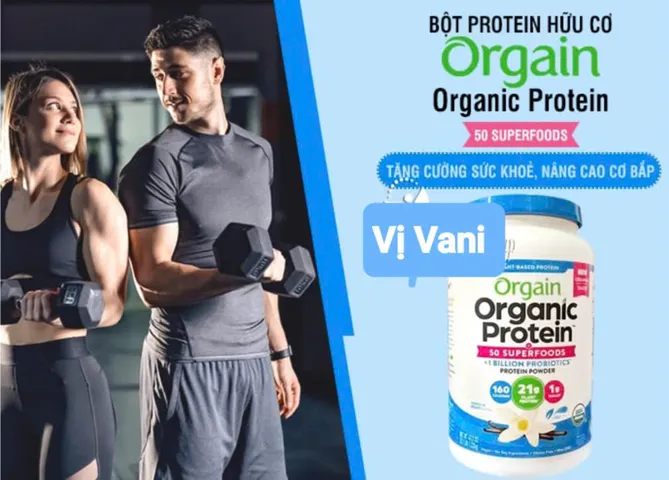 Bột Protein Hữu Cơ Orgain Organic Protein & 50 Siêu Thực Phẩm Vani 918gr - Thực Phẩm Bổ Sung Dinh Dưỡng Từ Mỹ, Không Gluten, Kosher