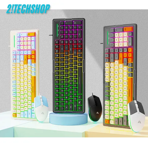 Combo Chuột Bàn Phím Giả Cơ Asestek KM2000 Pro LED RGB - Thiết Bị Gaming Cao Cấp, Chuột Gaming Đổi Màu, Phím Chống Tràn, Đen Sang Trọng