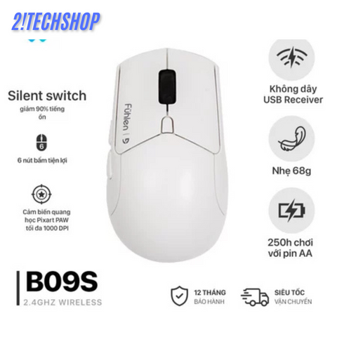 Chuột Không Dây Gaming Fuhlen B09S - Ergonomic Design, Kết Nối 2.4GHz, DPI 4000, Chuột Chơi Game Chính Hãng, Tiết Kiệm Năng Lượng