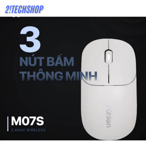 Chuột Không Dây Fuhlen M07S Đen-Trắng - Thiết Kế Hiện Đại, Kết Nối 2.4GHz, Độ Phân Giải 1600 DPI, Tiện Lợi Cho Làm Việc và Giải Trí