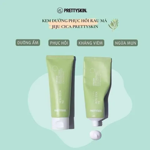 Kem Dưỡng Da Rau Má Pretty Skin Jeju Cica 50ml - Làm Dịu, Phục Hồi Da, Hạn Chế Vết Thâm