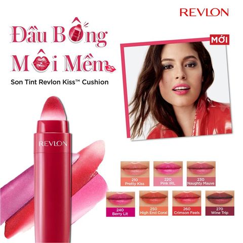 Son Cushion Revlon Lip Tint 4.4ml - Chất Dưỡng Môi Tự Nhiên, Đa Dạng Màu Sắc: Berry Lit, Fancy Rose, High End Coral, Wine Trip