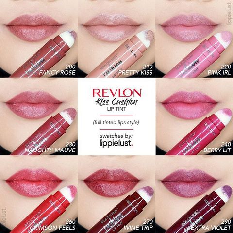 Son Cushion Revlon Lip Tint 4.4ml - Chất Dưỡng Môi Tự Nhiên, Đa Dạng Màu Sắc: Berry Lit, Fancy Rose, High End Coral, Wine Trip