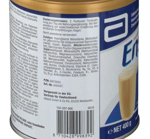Sữa Bột Dinh Dưỡng Ensure Đức 400g - Bổ Sung Năng Lượng, Tăng Cường Miễn Dịch Cho Trẻ Em & Người Cao Tuổi, Hương Vị Vani Thơm Ngon