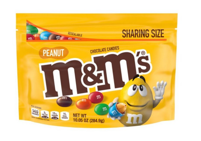 M&M'S Peanut Milk Chocolate Candy Bag 284g 