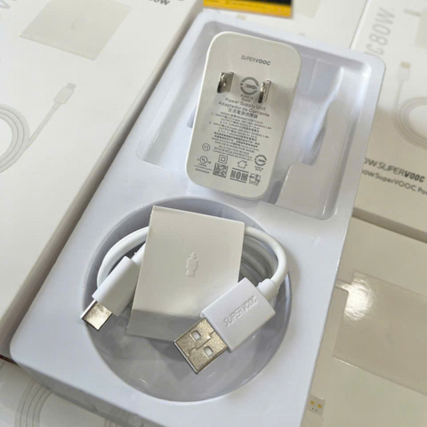 Bộ Sạc Nhanh OPPO 80W - Sạc Điện Thoại Siêu Tốc, Thiết Kế Gọn Nhẹ, Tương Thích Tốt Với Thiết Bị OPPO, Tiết Kiệm Thời Gian Sạc