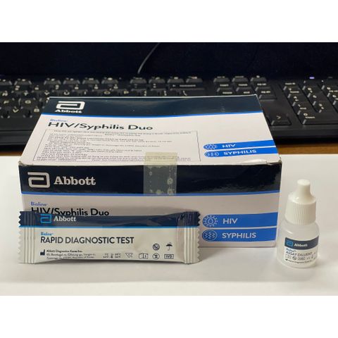 Bộ Test xét nghiệm nhanh HIV/Giang Mai - Abbott Bioline Duo HIV/Syphilis - thương hiệu Abbott Hoa Kỳ
