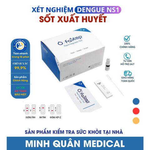 Bộ test xét nghiệm Sốt Xuất Huyết ( NSI, IgG, IgM ) chính hãng Fastep - phát hiện Kháng Nguyên Virus Dengue NS1, Độ Nhạy Cao.