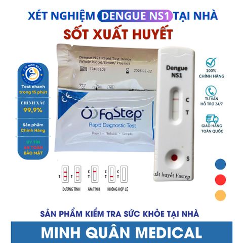 Bộ test xét nghiệm Sốt Xuất Huyết ( NSI, IgG, IgM ) chính hãng Fastep - phát hiện Kháng Nguyên Virus Dengue NS1, Độ Nhạy Cao.