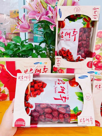 Táo Đỏ Ông Già Hàn Quốc Samsung Boeun Jujube 1Kg - Hoa Quả Sấy Khô Tự Nhiên, Giàu Dinh Dưỡng và Vitamin, Thực Phẩm Lành Mạnh