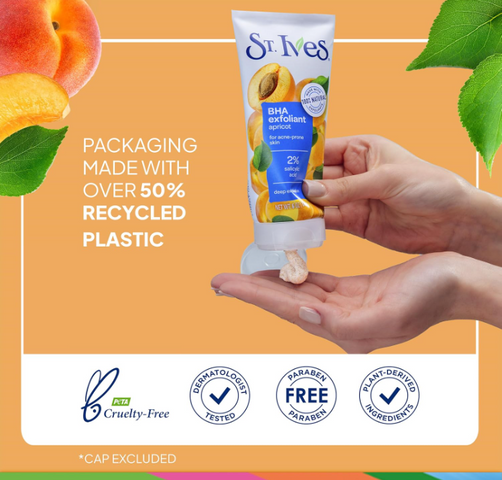 Sữa Rửa Mặt St.Ives Tẩy Tế Bào Chết Trái Đào 170g - Ngăn Ngừa Mụn, Làm Sạch Sâu, Thích Hợp Cho Da Dầu, Mỹ phẩm Chăm Sóc Da