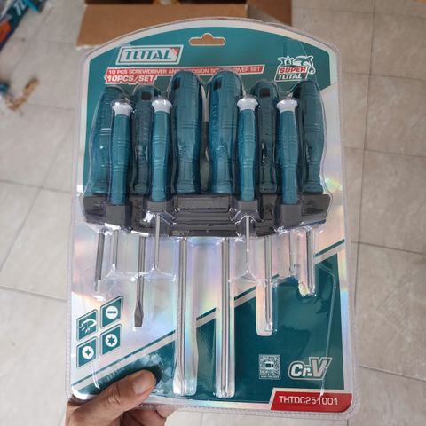 Bộ Tuốc Nơ Vít Đa Năng 10 Chi Tiết Total THTDC251001 - Dụng Cụ Cầm Tay Chất Lượng, Chống Trượt, Chắc Chắn, Phù Hợp Sửa Chữa