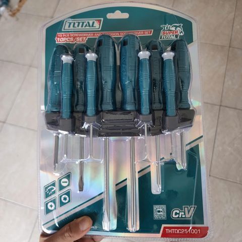 Bộ Tuốc Nơ Vít Đa Năng 10 Chi Tiết Total THTDC251001 - Dụng Cụ Cầm Tay Chất Lượng, Chống Trượt, Chắc Chắn, Phù Hợp Sửa Chữa
