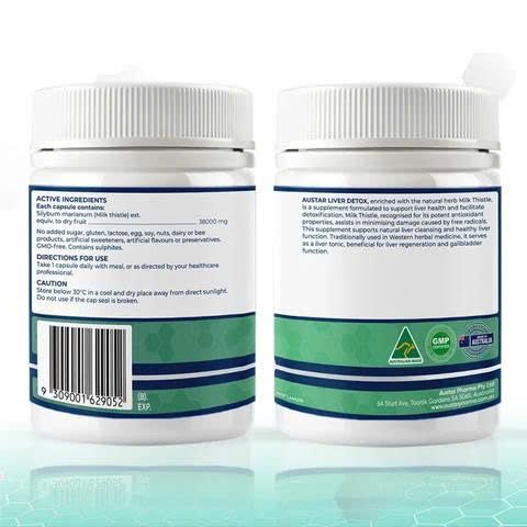 Viên Uống Giải Độc Gan Austar Liver Detox - Hỗ Trợ Sức Khỏe Gan và Thải Độc, 60 Viên, Xuất Xứ Úc