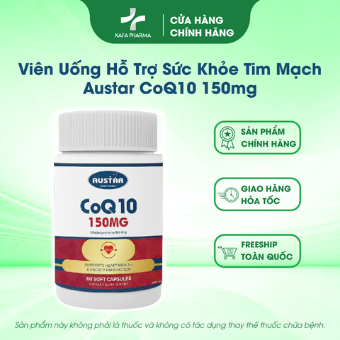 Viên Uống Austar CoQ10 150mg - Hỗ Trợ Sức Khỏe Tim Mạch, Năng Lượng, Chống Oxy Hóa - 60 Viên Xuất Xứ Úc