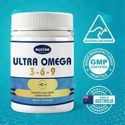 Viên Uống Austar Ultra Omega 3-6-9 - Bổ Não, Đẹp Da, Khỏe Tim, Hỗ Trợ Sức Khỏe Tổng Thể (60 Viên)
